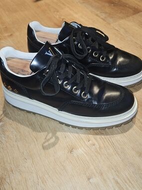 Louis Vuitton Abbesses Black Leather Chunky Derby Sneakers Size 9 Men 10.5 Women